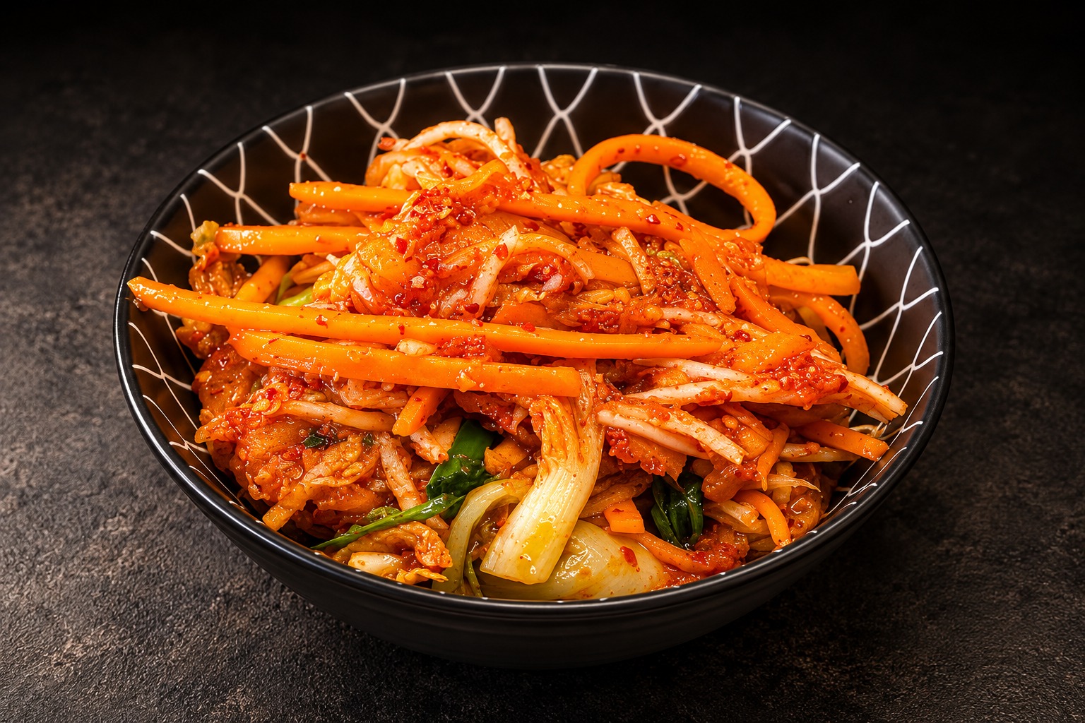 Kimchi crunch in cinematic light